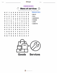 Aperçu de la feuille de travail imprimable Biens et services