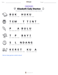 Prabaca lembar kerja cetak Elizabeth Cady Stanton