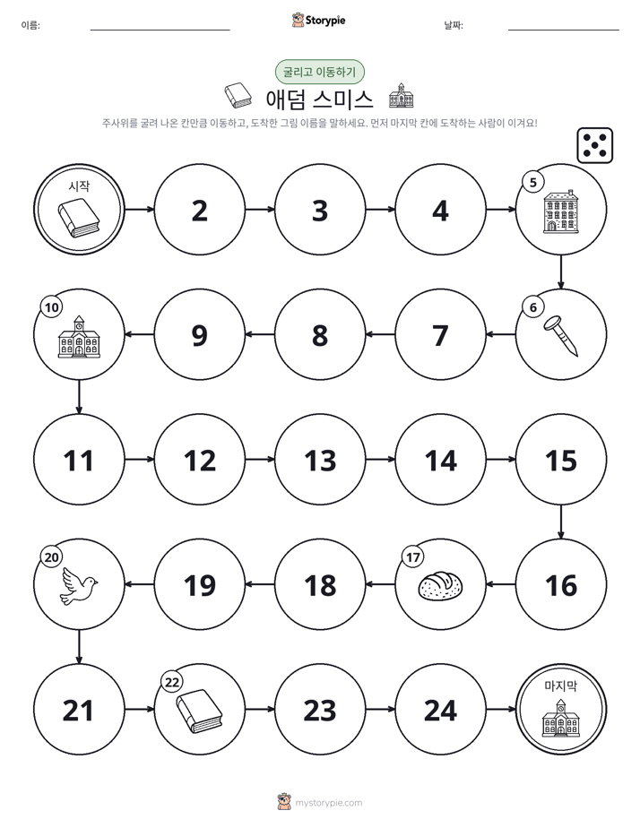 주사위 굴리고 이동하기 게임