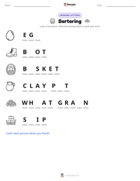 Bartering printable worksheet preview