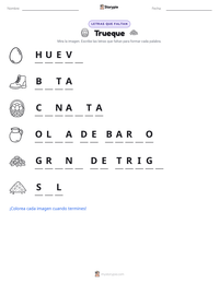 Vista previa de la hoja de trabajo imprimible de Trueque