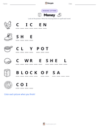 Money printable worksheet preview