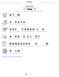 Prabaca lembar kerja cetak Uang