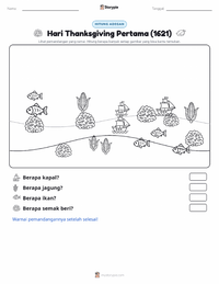 Prabaca lembar kerja cetak Thanksgiving Pertama (1621)