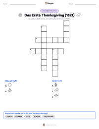 Erstes Thanksgiving (1621) druckbare Arbeitsblatt Vorschau