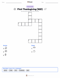 First Thanksgiving (1621) printable worksheet preview