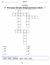 Podgląd drukowalnego arkusza ćwiczeń Pierwsze Święto Dziękczynienia (1621)