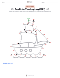 Erstes Thanksgiving (1621) druckbare Arbeitsblatt Vorschau