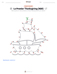 Aperçu de la feuille de travail imprimable Premier Thanksgiving (1621)