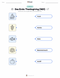 Erstes Thanksgiving (1621) druckbare Arbeitsblatt Vorschau