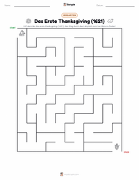 Erstes Thanksgiving (1621) druckbare Arbeitsblatt Vorschau
