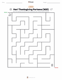 Prabaca lembar kerja cetak Thanksgiving Pertama (1621)