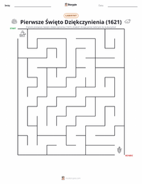 Podgląd drukowalnego arkusza ćwiczeń Pierwsze Święto Dziękczynienia (1621)