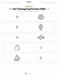 Prabaca lembar kerja cetak Thanksgiving Pertama (1621)