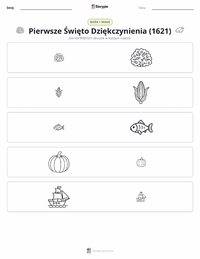 Podgląd drukowalnego arkusza ćwiczeń Pierwsze Święto Dziękczynienia (1621)