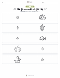 İlk Şükran Günü (1621) yazdırılabilir çalışma sayfası önizlemesi