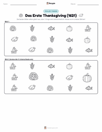 Erstes Thanksgiving (1621) druckbare Arbeitsblatt Vorschau