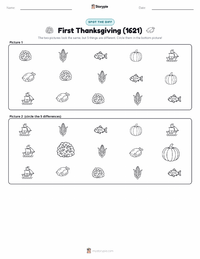 First Thanksgiving (1621) printable worksheet preview