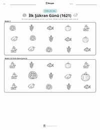 İlk Şükran Günü (1621) yazdırılabilir çalışma sayfası önizlemesi
