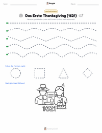 Erstes Thanksgiving (1621) druckbare Arbeitsblatt Vorschau