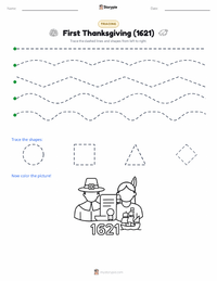 First Thanksgiving (1621) printable worksheet preview