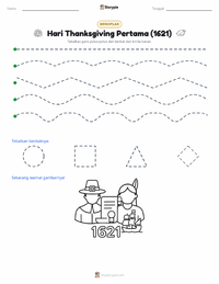 Prabaca lembar kerja cetak Thanksgiving Pertama (1621)