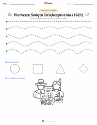 Podgląd drukowalnego arkusza ćwiczeń Pierwsze Święto Dziękczynienia (1621)