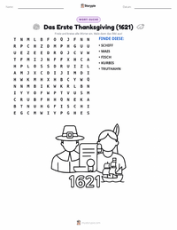 Erstes Thanksgiving (1621) druckbare Arbeitsblatt Vorschau