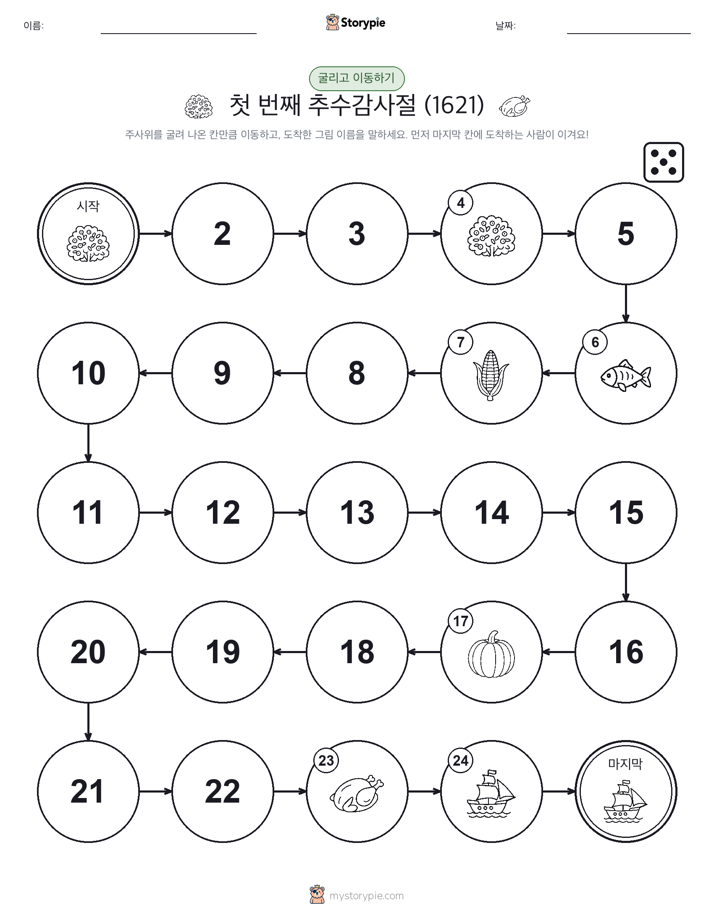 주사위 굴리고 이동하기 게임