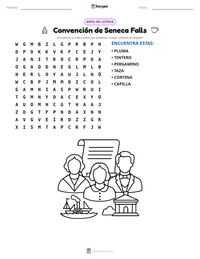Vista previa de la hoja de trabajo imprimible de Convención de Seneca Falls