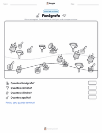 Prévia da folha de atividades imprimível Fonógrafo