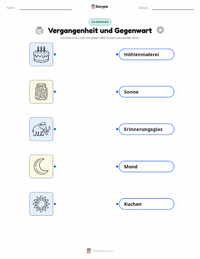 Vergangenheit und Gegenwart druckbare Arbeitsblatt Vorschau