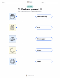 Past and present printable worksheet for kids