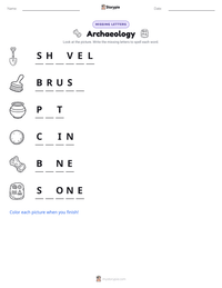 Archaeology printable worksheet preview