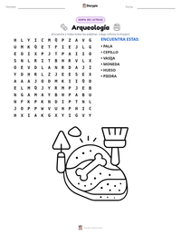 Vista previa de la hoja de trabajo imprimible de Arqueología