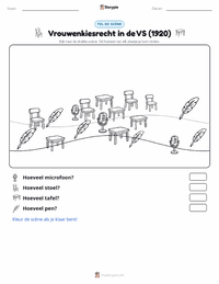 Vrouwenkiesrecht in de V.S. (1920) afdrukbare werkblad voorbeeld