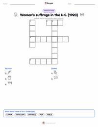 Women’s suffrage in the U.S. (1920) printable worksheet preview