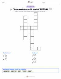 Vrouwenkiesrecht in de V.S. (1920) afdrukbare werkblad voorbeeld
