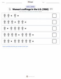 Women’s suffrage in the U.S. (1920) printable worksheet preview