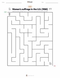 Women’s suffrage in the U.S. (1920) printable worksheet preview