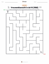 Vrouwenkiesrecht in de V.S. (1920) afdrukbare werkblad voorbeeld