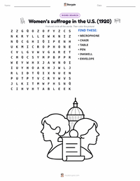 Women’s suffrage in the U.S. (1920) printable worksheet preview