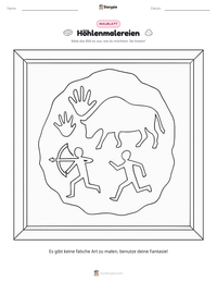 Höhlenmalereien druckbare Arbeitsblatt Vorschau