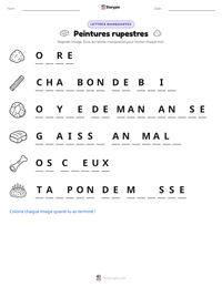 Aperçu de la feuille de travail imprimable Peintures rupestres