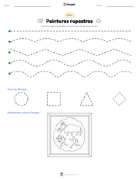 Aperçu de la feuille de travail imprimable Peintures rupestres