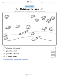 Vista previa de la hoja de trabajo imprimible de Christiaan Huygens