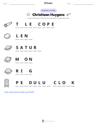 Christiaan Huygens printable worksheet preview