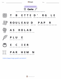 Aperçu de la feuille de travail imprimable Carte