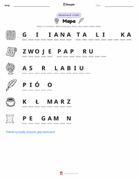 Podgląd drukowalnego arkusza ćwiczeń Mapa
