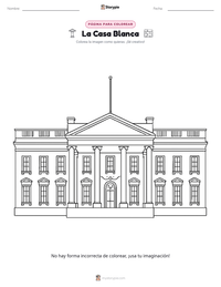 Página para colorear de La Casa Blanca para niños